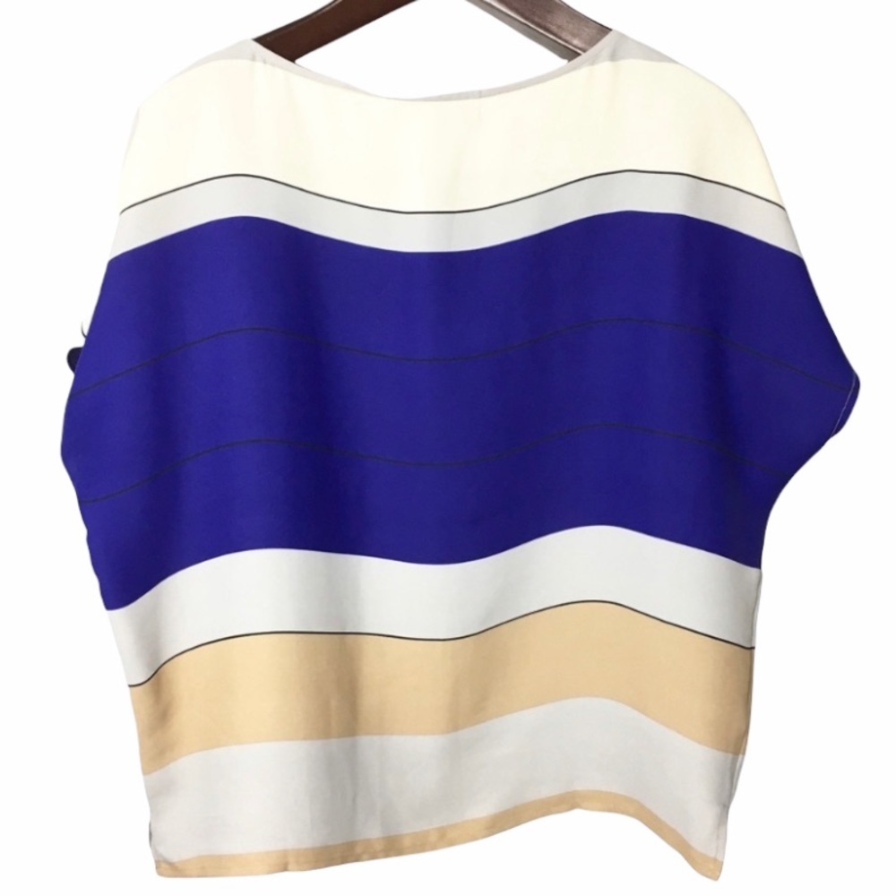 Loft Color Block Stripe Oversized Chiffon Top Sma… - image 4